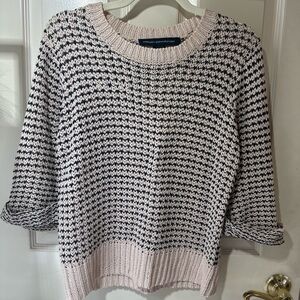 French Connection 100% Linen Textured Knit Short Sleeve Sweater